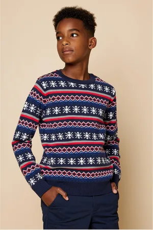 Brooks Brothers B by Big Boys Holiday Jacquard Sweater