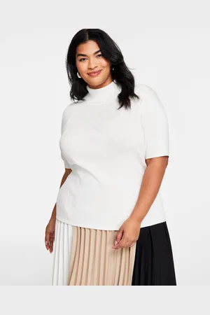 Anne Klein Plus Size Half-Sleeve Turtleneck Sweater