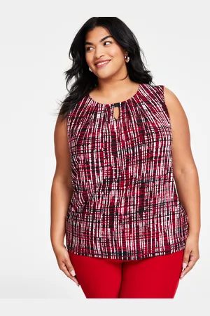 Kasper Plus Size Graphic Print Sleeveless Blouse