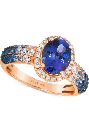 Le Vian Blueberry Tanzanite (1-5/8 ct. t.w.), Denim Ombre (5/8 ct. t.w.), White Sapphire (1/6 ct. t.w.) & Nude Diamond (1/6 ct. t.w.) Halo Ring in 14k
