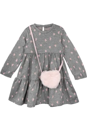 Rare Editions Little Girls Heart Knit Dress with Matching Fuzzy Heart Bag, 2-Piece Set