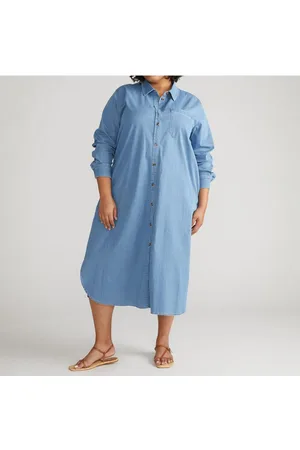 UNIVERSAL STANDARD Plus Size Odeon Stretch Cotton Chambray Shirtdress