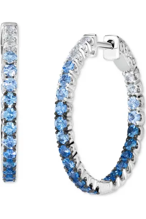 Le Vian Small Denim Ombre (1-3/4 ct. t.w.) & White Sapphire (3/8 ct. t.w.) Hoop Earrings in 14k , 1.02"