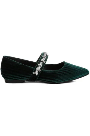 RAG & CO Dresden Diamante Brooch Velvet Ballerinas