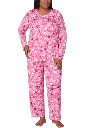 Ellen Tracy Plus Size Printed Long-Sleeve Pajama Set