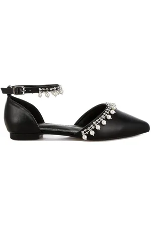 RAG & CO Aouva Rhinestone & Pearl Ankle Strap Flat Sandals