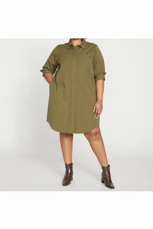 UNIVERSAL STANDARD Plus Size Kelly Stretch Cotton Twill Shirtdress