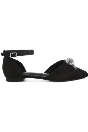 RAG & CO Simina Rhinestone Detail Bow Flat Sandals