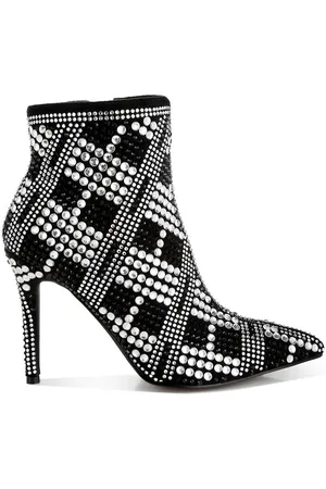 London Rag Urbanite Rhinestones Studded Stiletto Heel Boots