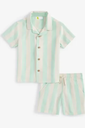 Epic Threads Toddler Boys Cabana Stripe Woven Short-Sleeve Shirt & Shorts Set, Created for Macy