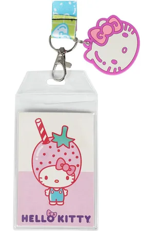 Hello Kitty Strawberry Milk 22 Inch Lanyard With Rubber Charm And Clear Id Sleeve