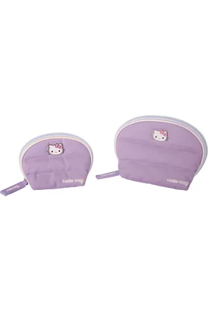 Hello Kitty Sanrio Purple Large and Small Dome Cosmetic Travel Bag - Purple, white