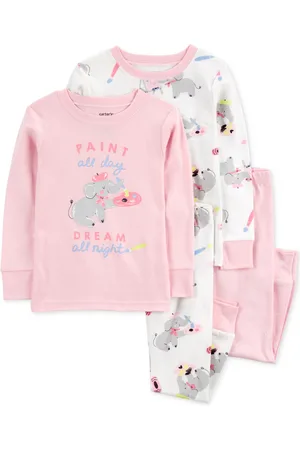 Carters Toddler Girls Painter Elephant 100% Snug-Fit Cotton Pajamas, 4 Piece Set