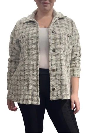 Standards & Practices Plus Size Long Sleeves Button Front Plaid Shirt Jacket