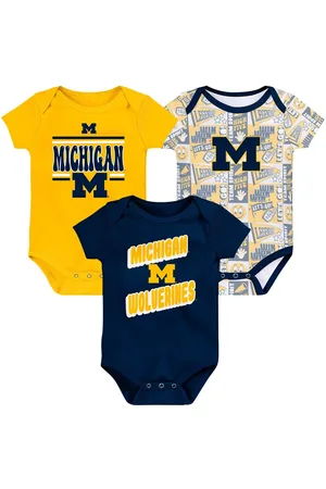 Outerstuff Newborn Navy Michigan Wolverines Sunday Comics 3-Pack Bodysuit Set - Navy, Yellow, White
