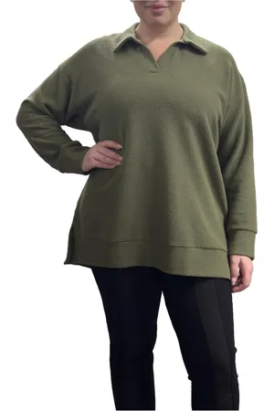 Standards & Practices Plus Size Long Sleeve Johnny-Collar Knit Top