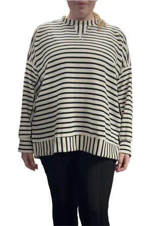 Standards & Practices Plus Size Long Sleeves Crew Neck Strip Knit Top
