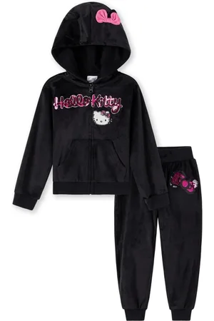 Hello Kitty Toddler Girls Velour Zip Up Hoodie and Jogger Pants Outfit Set