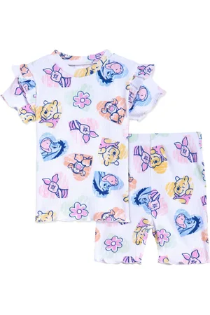 WINNIE THE POEH Toddler Girls Peplum T-Shirt and Bike Shorts Outfit Set - , white