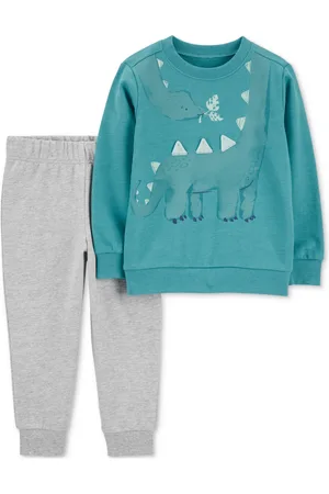 Carters Baby Boys Dinosaur Pullover Top & Jogger Pants, 2 Piece Set - Turquoise/Heather