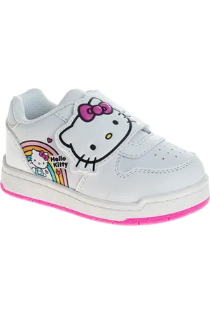Hello Kitty Toddler and Little Girls Hook and Loop Casual Sneakers - White/Pink
