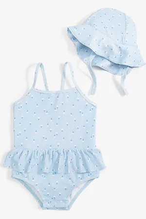 First Baby Baby Girls Dainty Daisies Hat & One-Piece Swimsuit, 2 Piece Set, Created for Macy
