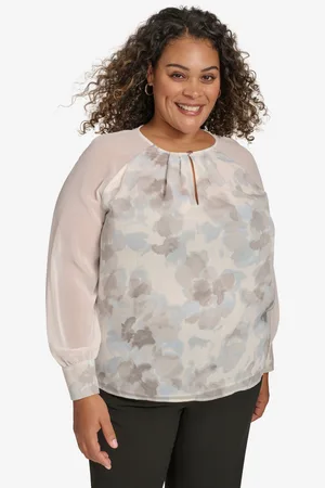 Calvin Klein Plus Size Printed Long-Sleeve Blouse