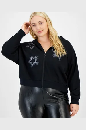 Grayson Threads, The Label Trendy Plus Size Rhinestone Star Hoodie