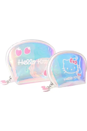 Hello Kitty Sanrio Clear Large and Small Dome Cosmetic Travel Bag Set