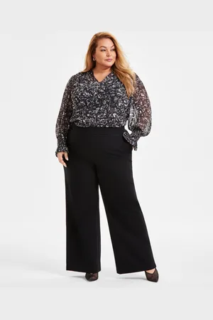 I.N.C. International Concepts Plus Size Wide-Leg Ponte-Knit Pants, Created for Macy