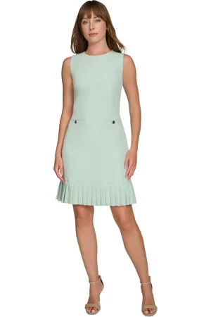 Tommy Hilfiger Petite Round-Neck Pleat-Hem Shift Dress