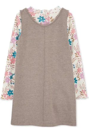 Carters Little & Big Girls Floral-Print T-Shirt & Jumper Dress, 2 Piece Set - Brown/Floral