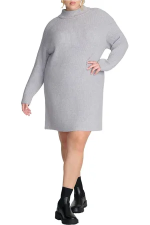 Eloquii Plus Size Elements Marled Knit Mock Neck Mini Dress