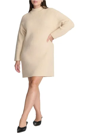 Eloquii Plus Size Elements Marled Knit Mock Neck Mini Dress