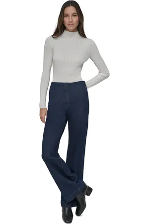 DKNY Petite High-Rise Wide-Leg Bandless Trouser