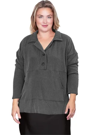 Standards & Practices Plus Size Long Sleeve Collared Henley Button Up Shirt
