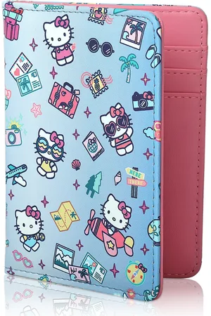 Hello Kitty Sanrio Travel Airplane, Camera Passport Holder - Cute Travel Accessory - Blue, pink