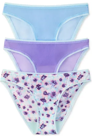 On Gossamer Mesh Hip Bikini Underwear 3 Pack 3202P3 - BLUESKIES/PURP/FLORAL