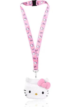 Hello Kitty Sanrio Coin Purse Id Holder Travel Lanyard - White, pink