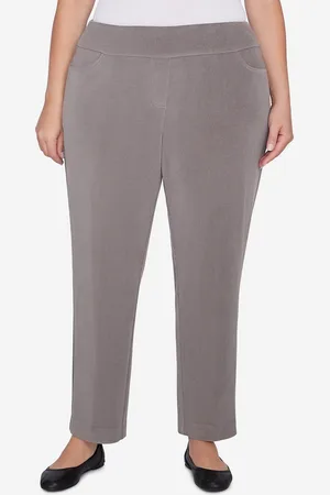Alfred Dunner Plus Size Copenhagen Knit Corduroy Faux Fly Pull On Short Length Pants