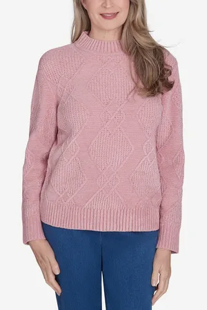 Alfred Dunner Petite Classics Chenille Diamond Turtleneck Sweater
