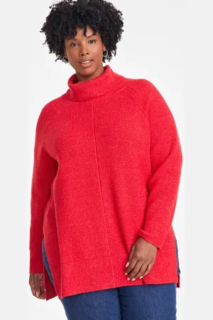 On 34th Plus Size Turtleneck Waffle-Knit Tunic Sweater, Created for Macy