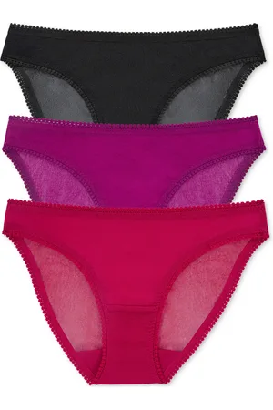 On Gossamer Mesh Hip Bikini Underwear 3 Pack 3202P3 - REDHOT/PURPWINE/BLACK