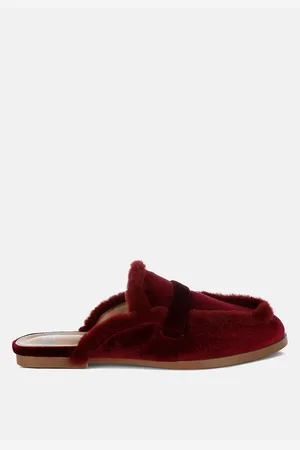 RAG & CO Mules Fur Detail Velvet Slip-On Mules