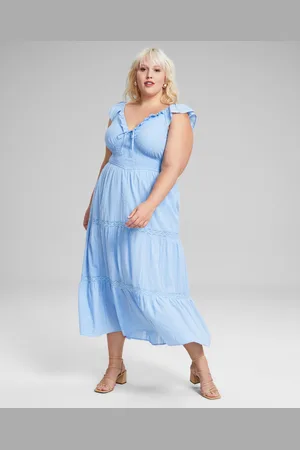 And Now This Trendy Plus Cotton Ruffle-Trim Tiered Maxi Dress, Created for Macy
