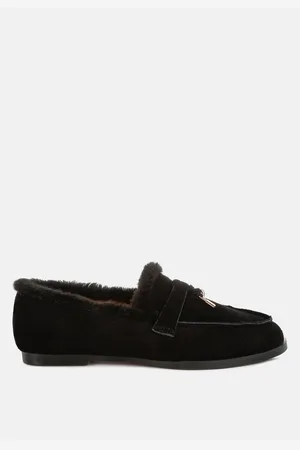 RAG & CO Ohrid Suede & Faux Fur Flat Loafers