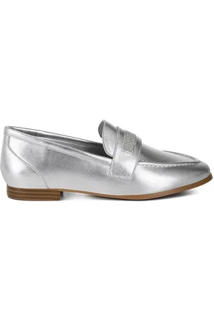 RAG & CO Eden Ode Rhinestone Strap Metallic Loafers