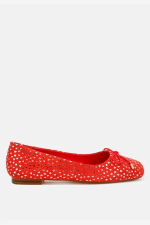 RAG & CO Apollon Bow Detail Embossed Suede Ballerinas