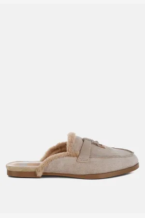 RAG & CO Bosnia Suede & Faux Fur Slip On Mules