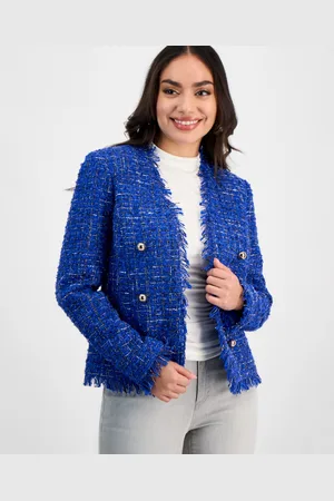I.N.C. International Concepts Petite Tweed Collarless Blazer, Exclusively at Macy